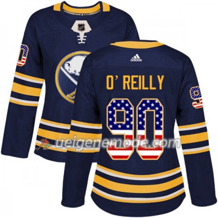 Dame Eishockey Buffalo Sabres Trikot Ryan OReilly 90 Adidas 2017-2018 Marineblau USA Flag Fashion Authentic
